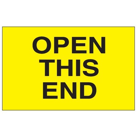 Bsc Preferred 3 x 5'' - ''Open This End'' Fluorescent Yellow Labels BUY00024064